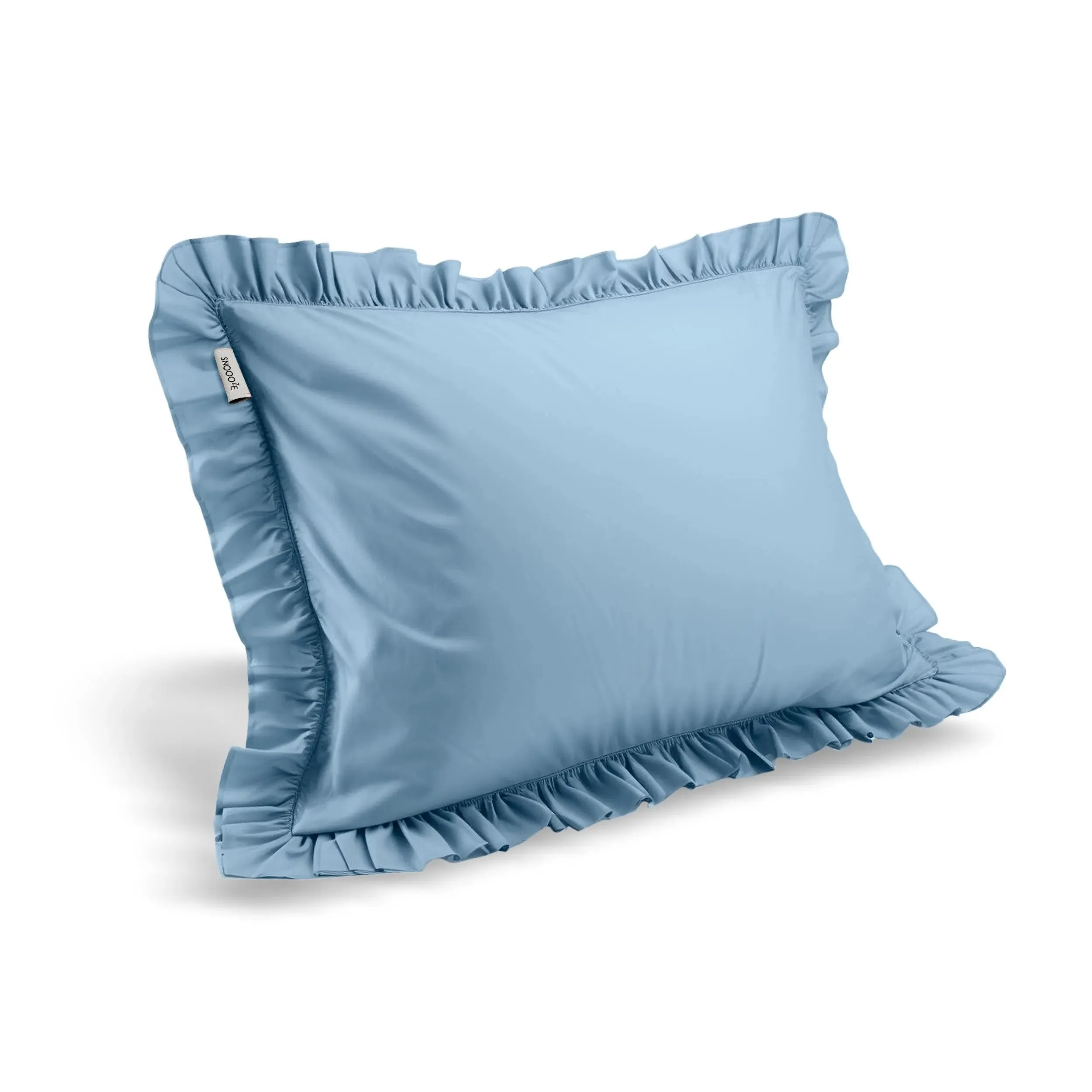 Full Size Cotton Ruffled Pillowcase, Butterfly Blue