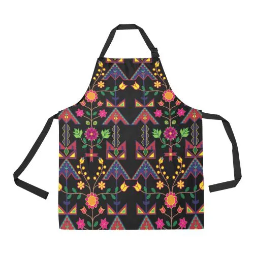 Geometric Floral Spring-Black Apron