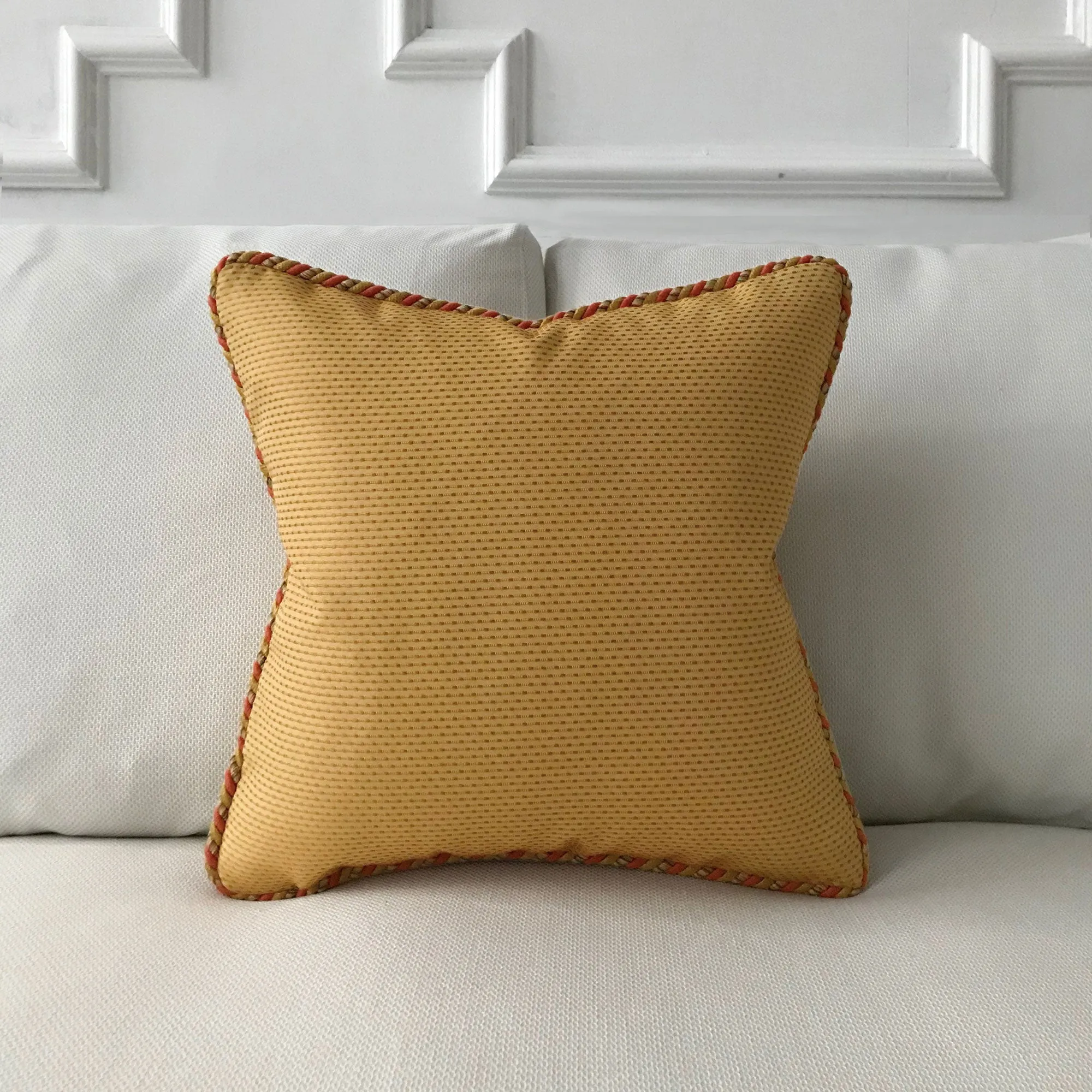 Gold Pinstriped Throw Pillow Cover 18x18