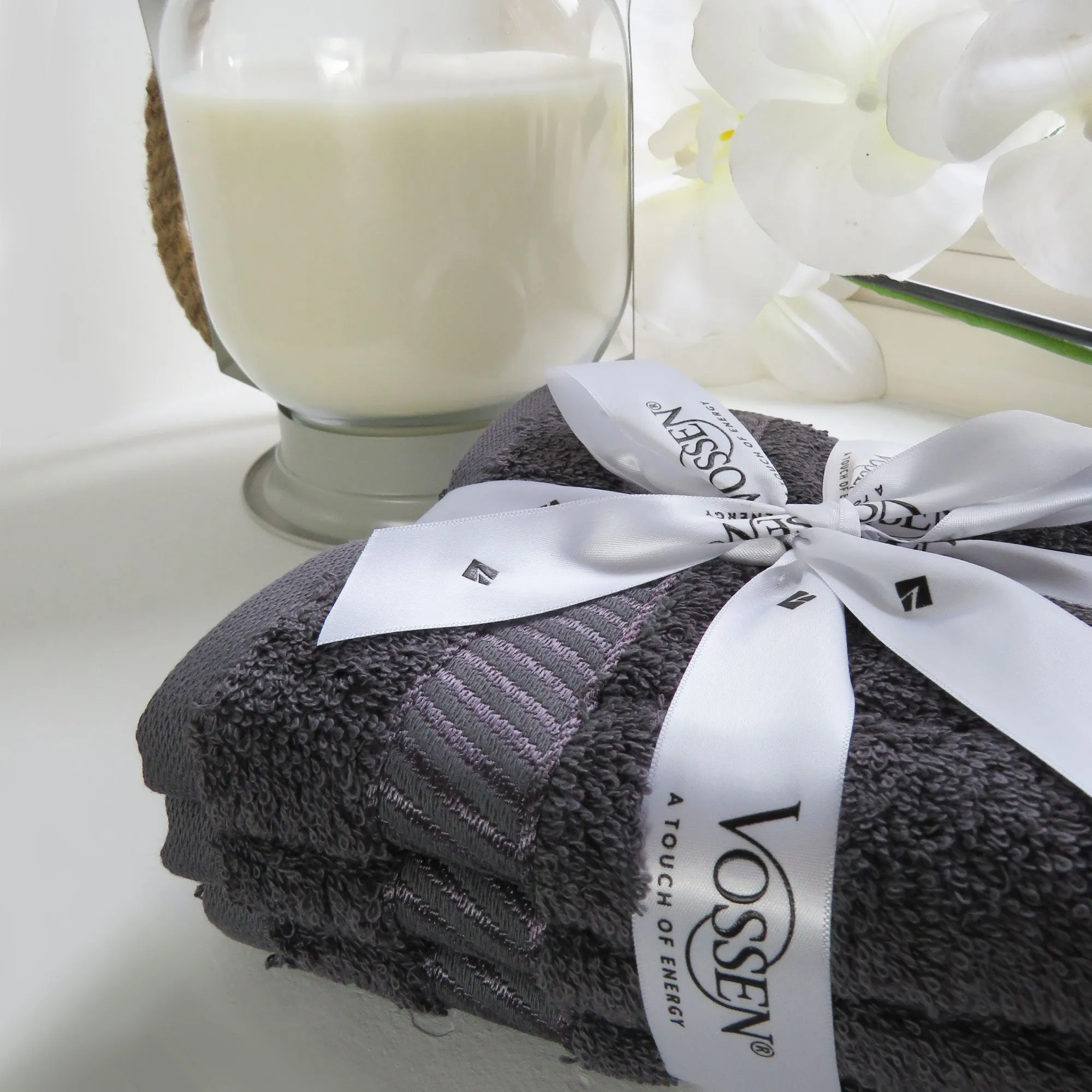 Graphite Grey Cotton Terry Guest Towel Bundle - Set of 3