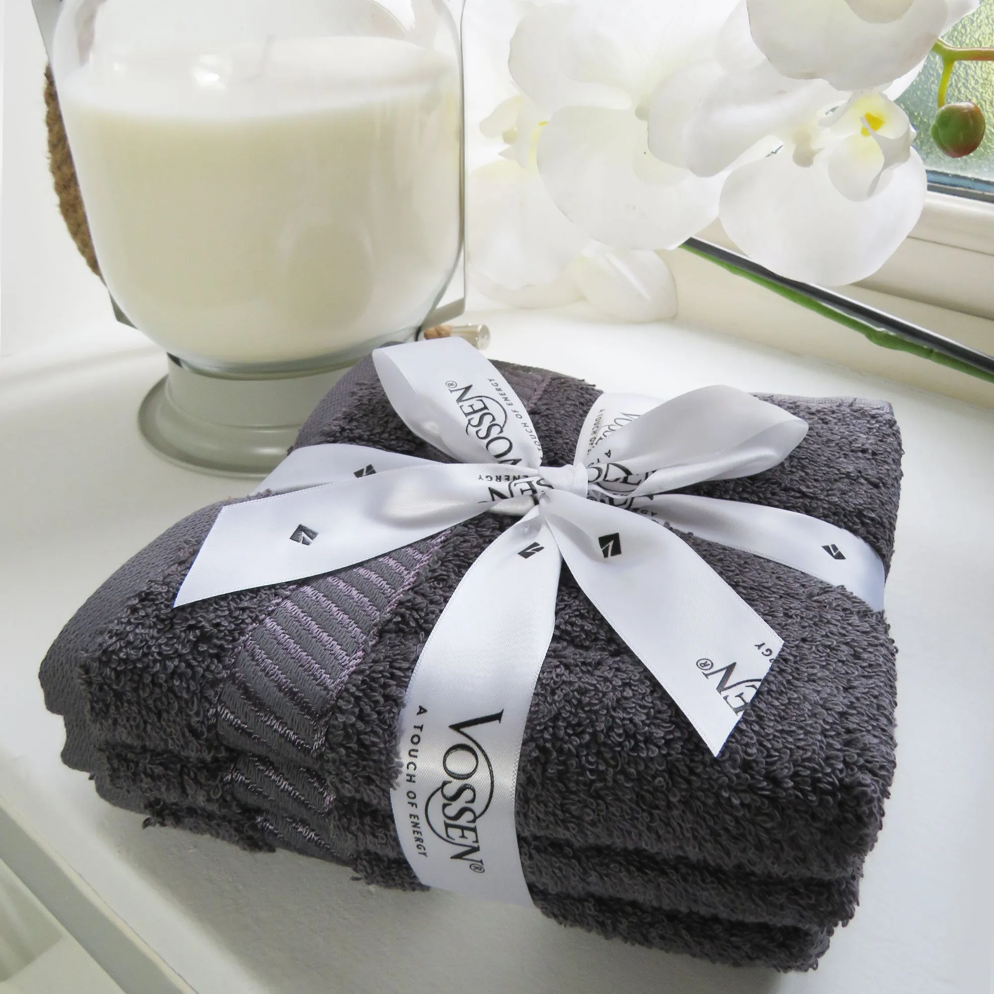 Graphite Grey Cotton Terry Guest Towel Bundle - Set of 3