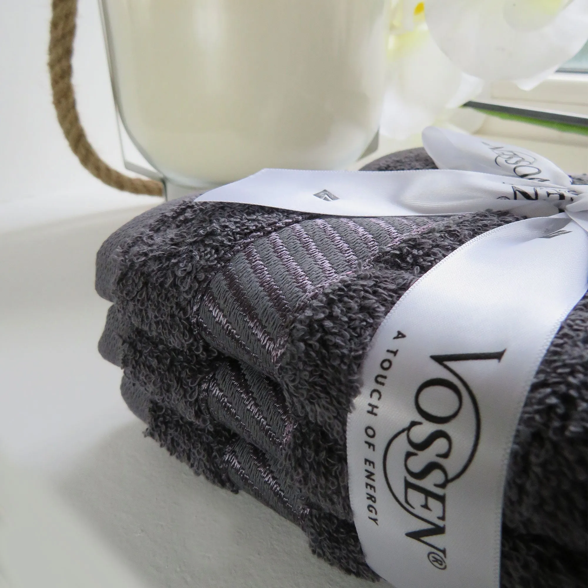 Graphite Grey Cotton Terry Guest Towel Bundle - Set of 3