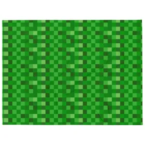 Green Building Blocks Miner Creep Pattern All Over Print Throw Blanket