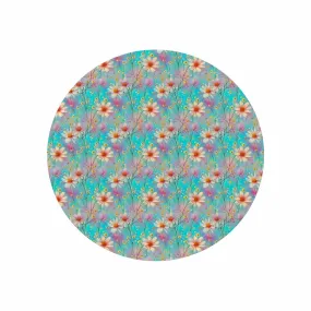 Green Floral  Circular Micro Fleece Blanket 47"