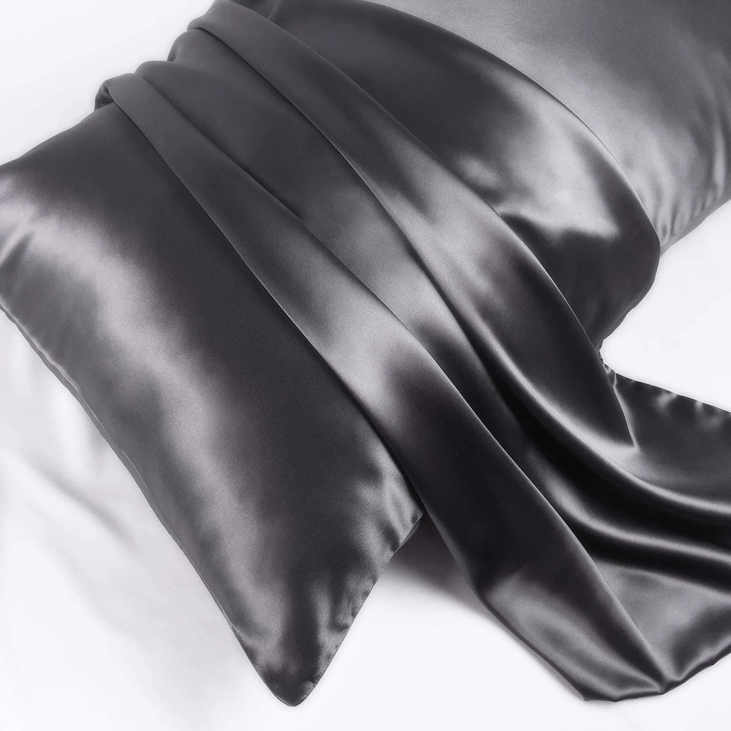 Grey Silk Pillowcase - King - Zip Closure