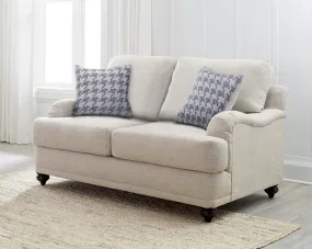 Gwen Recessed Arms Loveseat Light Grey