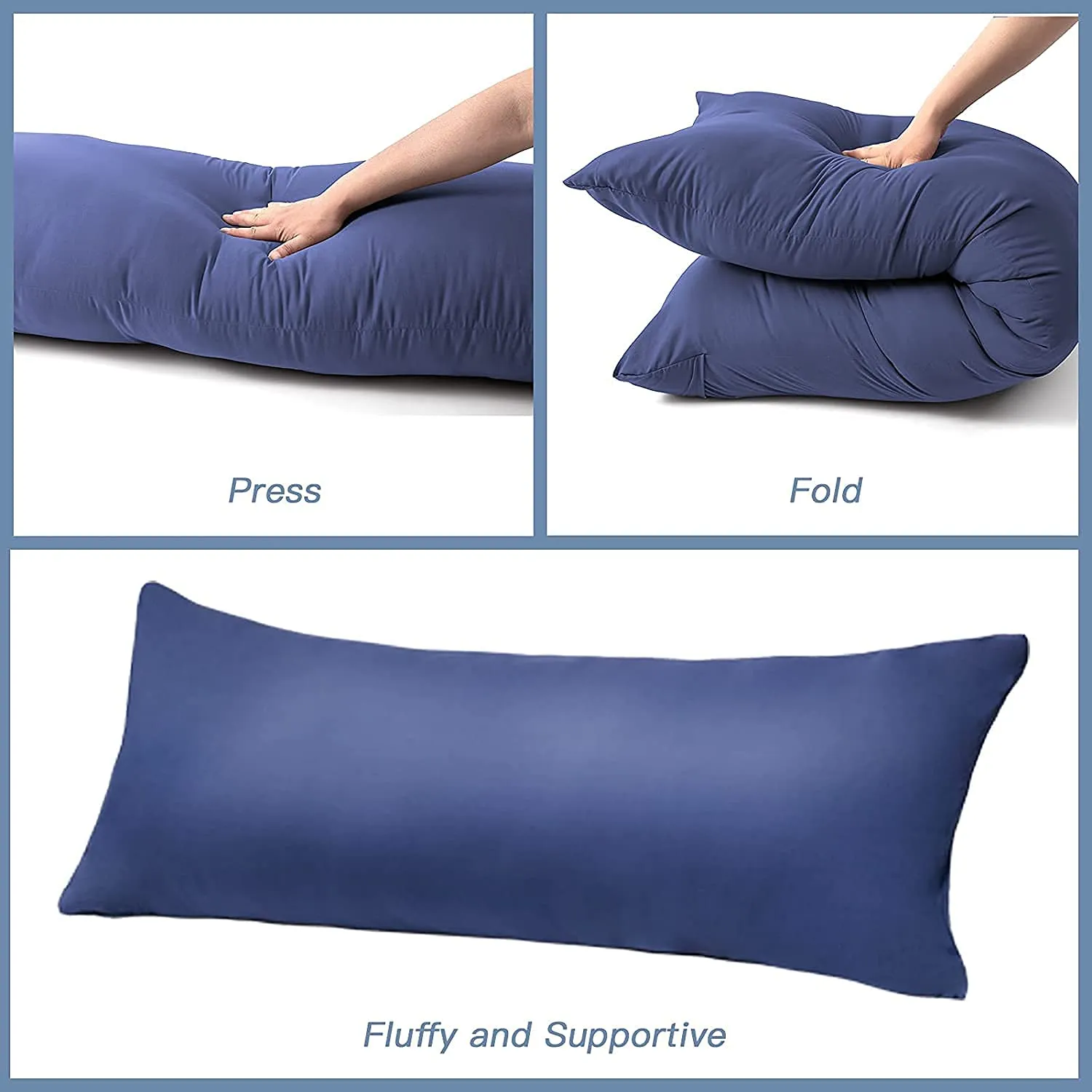 H B MSALA Ultra Soft Body Pillow - Long Side Sleeper Pillows for Use During Pregnancy - Soft Polyester Microfiber Filling (Navy Blue)