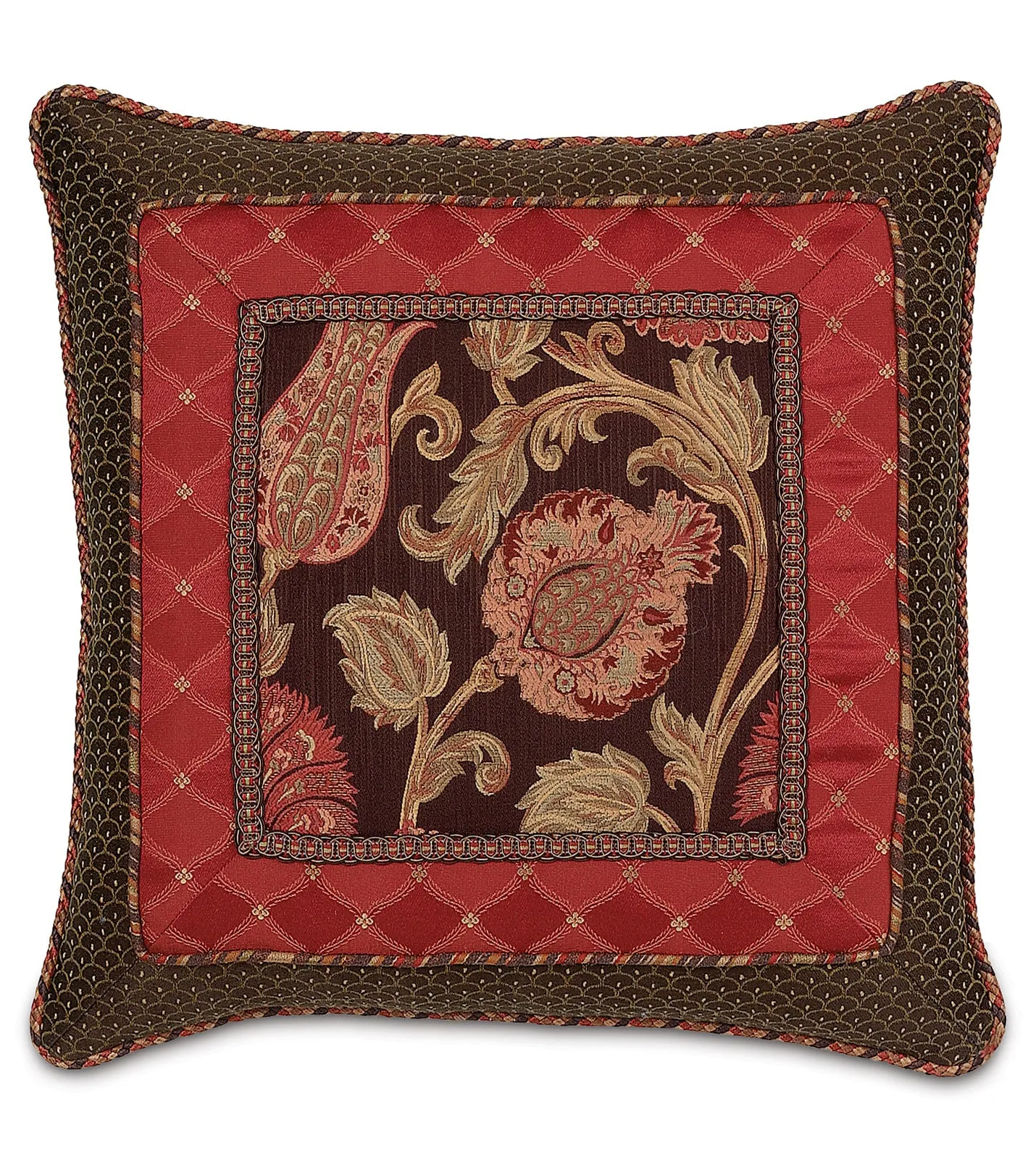 Hayworth Border Collage Throw Pillow Cover 24x24