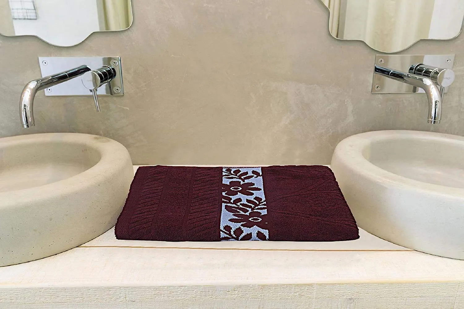 Heart Home 100% Cotton 3 Pieces Bath Towel 27" x 54" (Maroon, Cthh1224, 400 GSM)