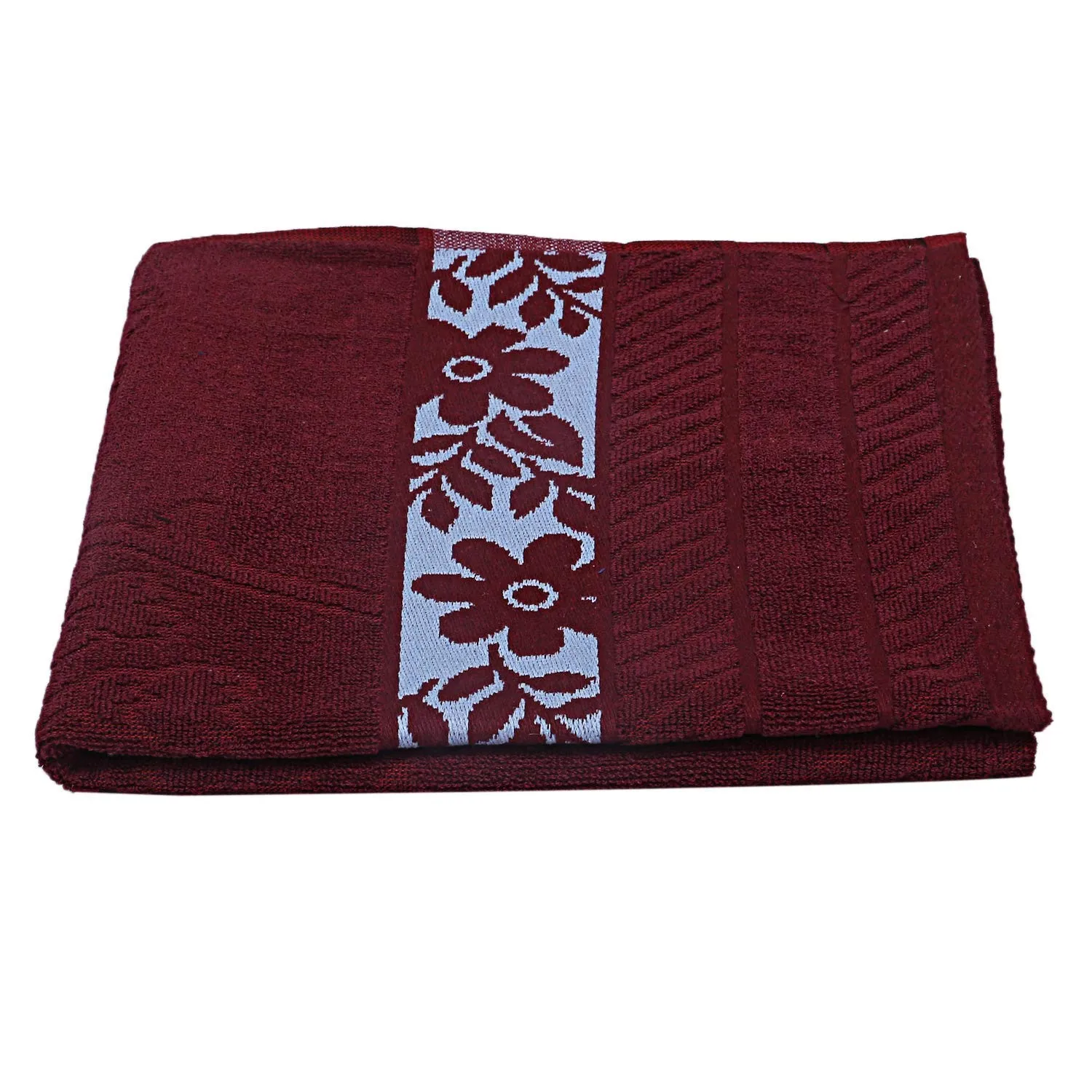 Heart Home 100% Cotton 3 Pieces Bath Towel 27" x 54" (Maroon, Cthh1224, 400 GSM)