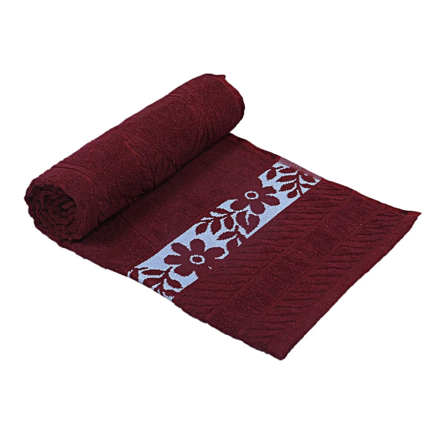 Heart Home 100% Cotton 3 Pieces Bath Towel 27" x 54" (Maroon, Cthh1224, 400 GSM)