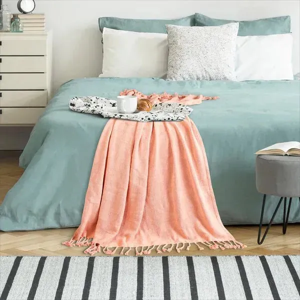 Heather 80214CPK Coral Pink Throw Blanket