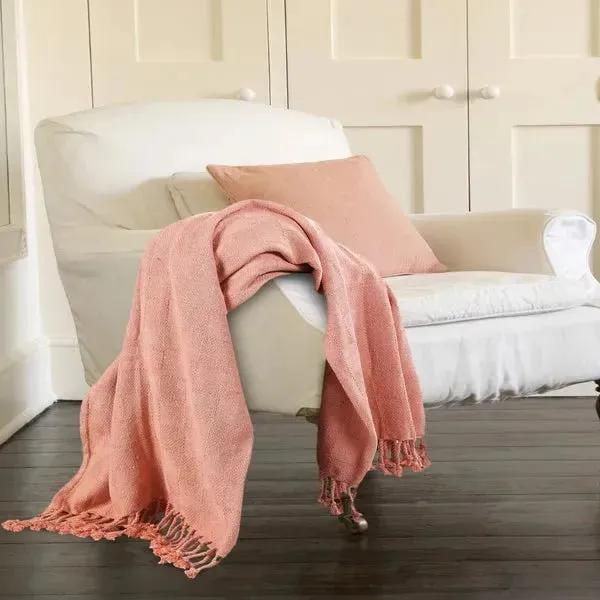 Heather 80214CPK Coral Pink Throw Blanket