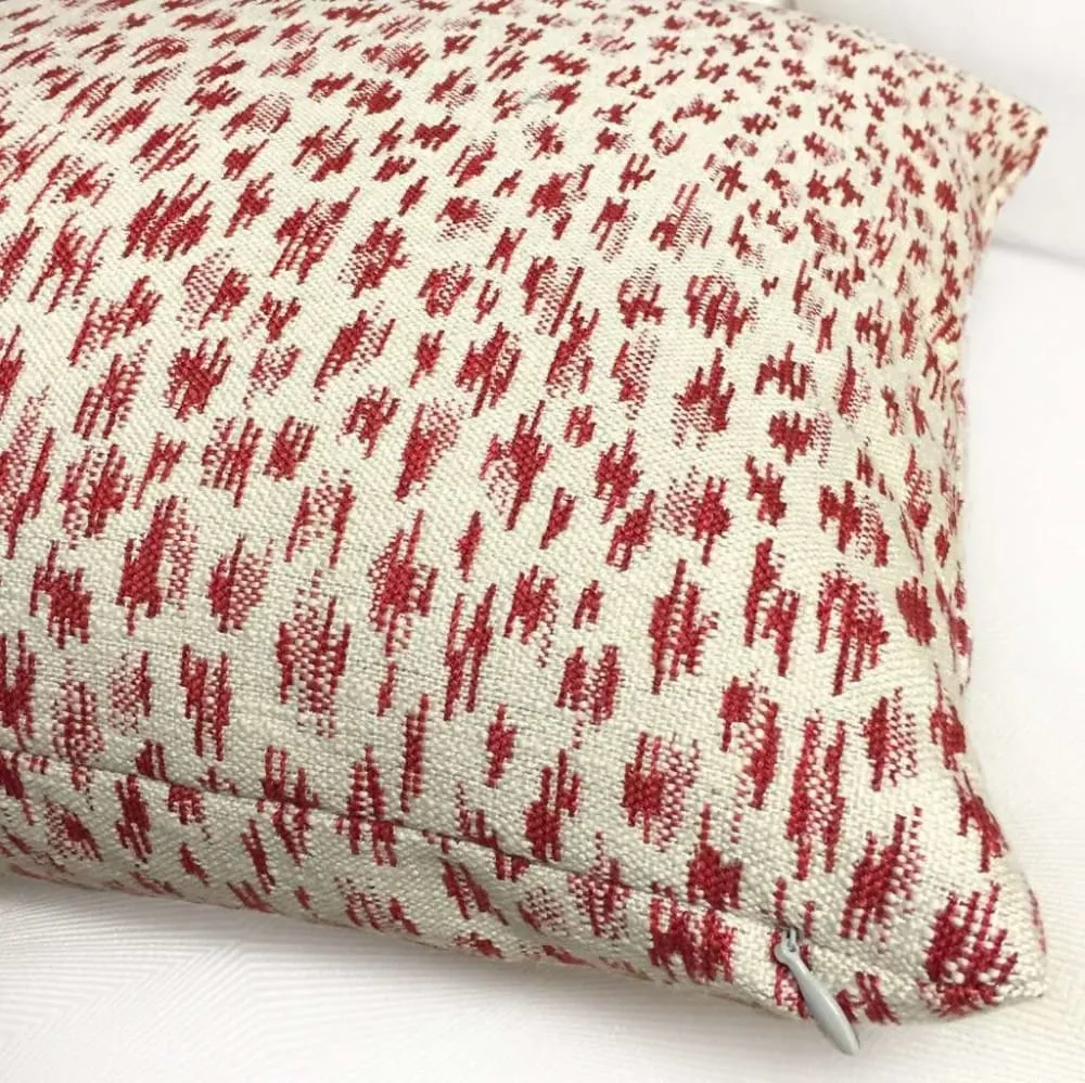 Highland Court Monogram Leopold Poppy Red Ivory Modern Animal Spots Pillow Cover