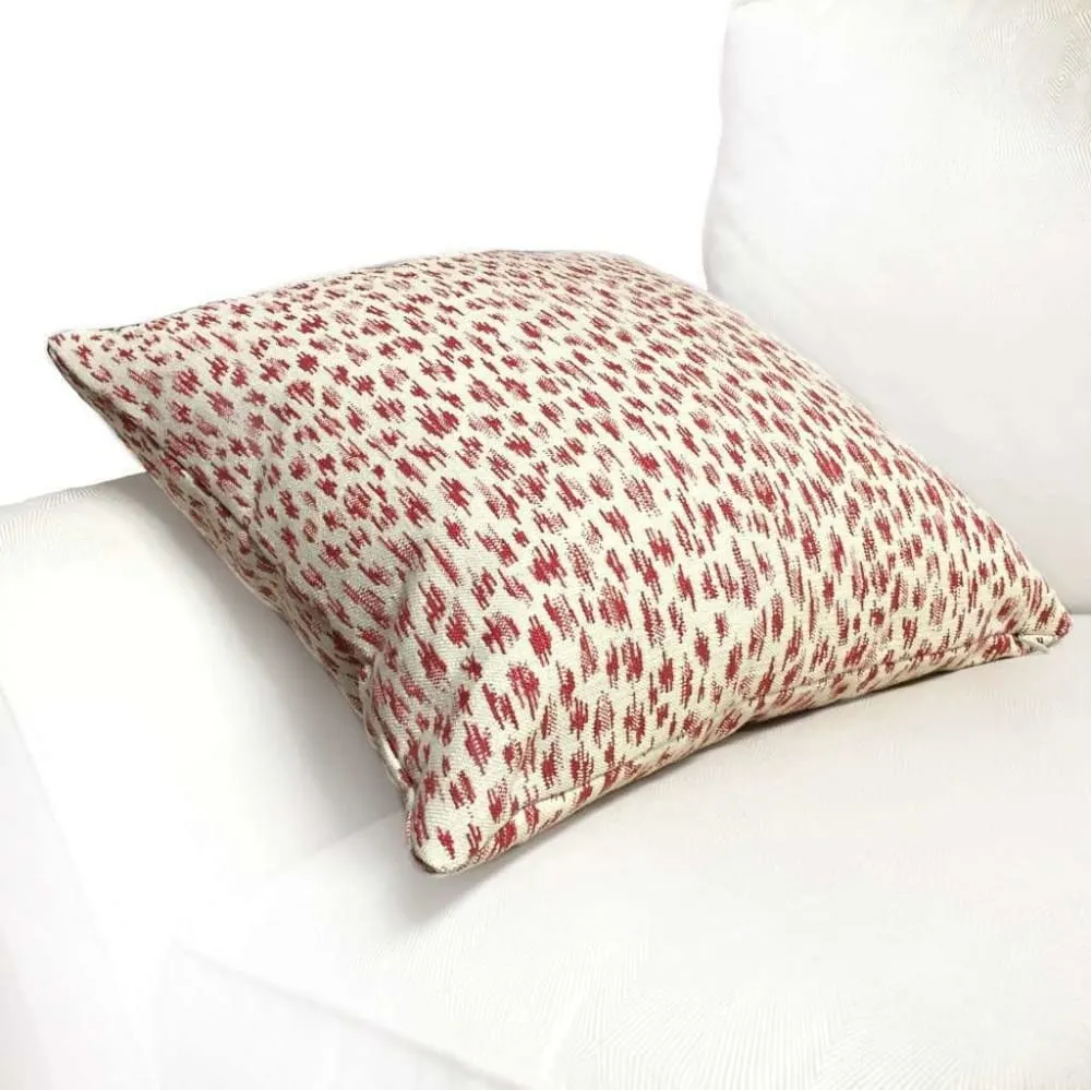 Highland Court Monogram Leopold Poppy Red Ivory Modern Animal Spots Pillow Cover