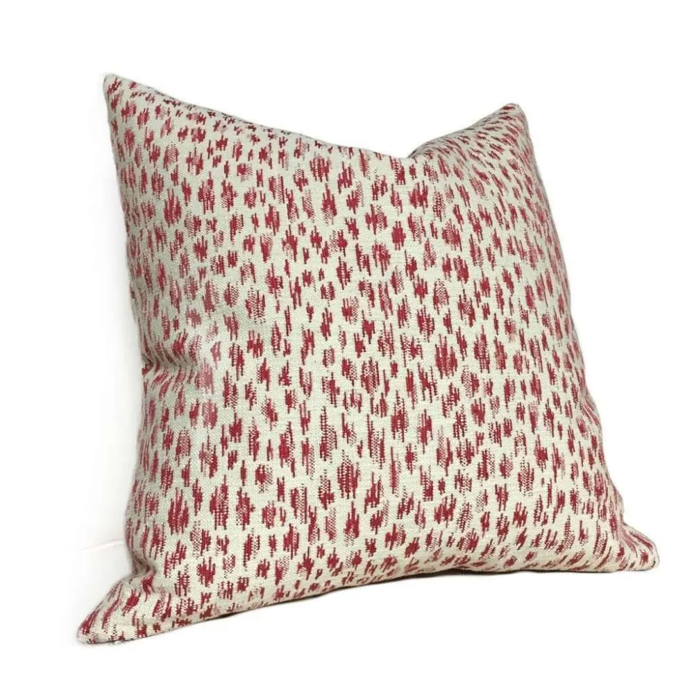 Highland Court Monogram Leopold Poppy Red Ivory Modern Animal Spots Pillow Cover