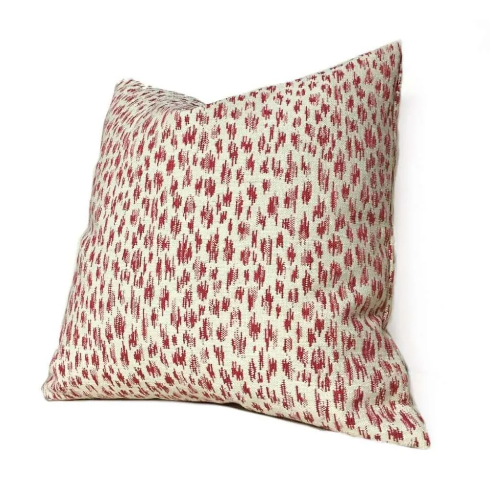 Highland Court Monogram Leopold Poppy Red Ivory Modern Animal Spots Pillow Cover