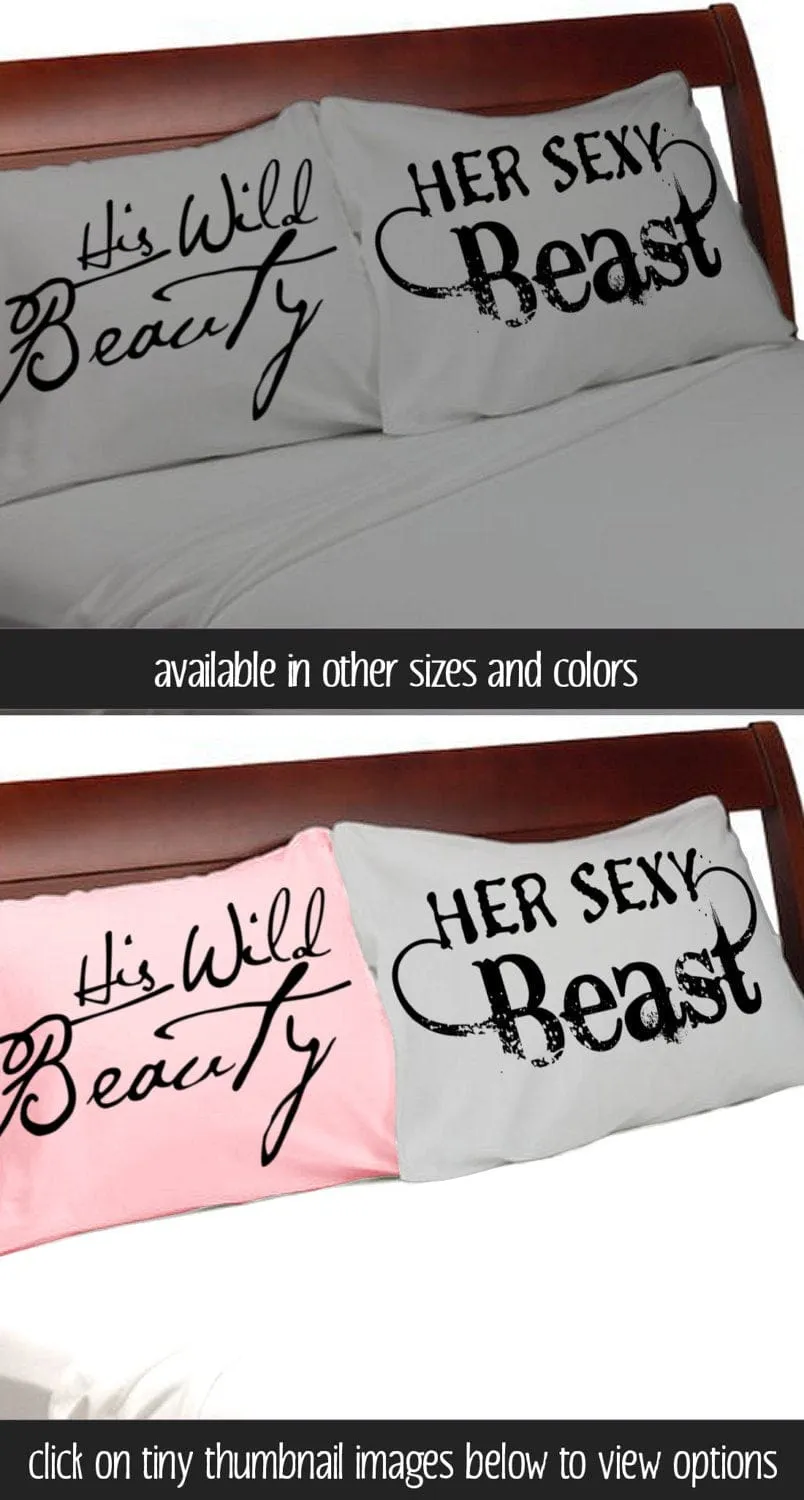 His Wild Beauty Her Sexy Beast Pillow Cases Couples Pillowcases Sexy For Him Her Boyfriend Girlfriend Husband Wife His Hers Beauty and Beast