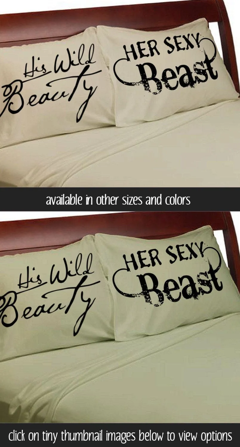 His Wild Beauty Her Sexy Beast Pillow Cases Couples Pillowcases Sexy For Him Her Boyfriend Girlfriend Husband Wife His Hers Beauty and Beast