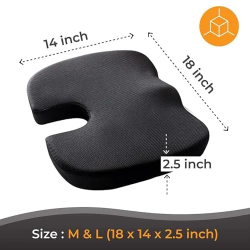 HomeHive Memory Foam Pillow Seat Cushion Pain Relief Contour Cervical Super Soft & Fluffy-PO1(S_K_E_20022033_Black)