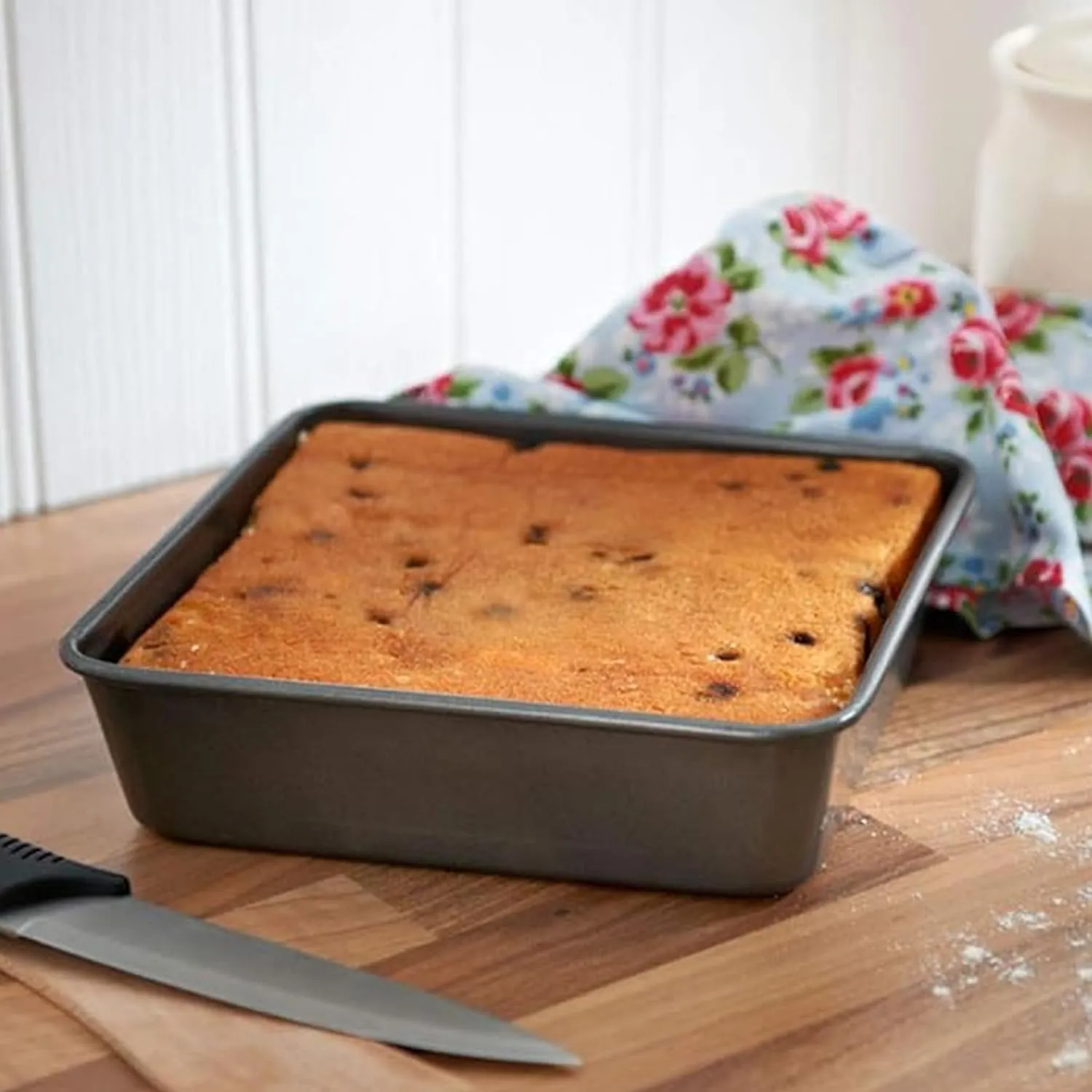 Homestic Square Bakeware Cake Pan|Large Cake/Bread Mould (Black)