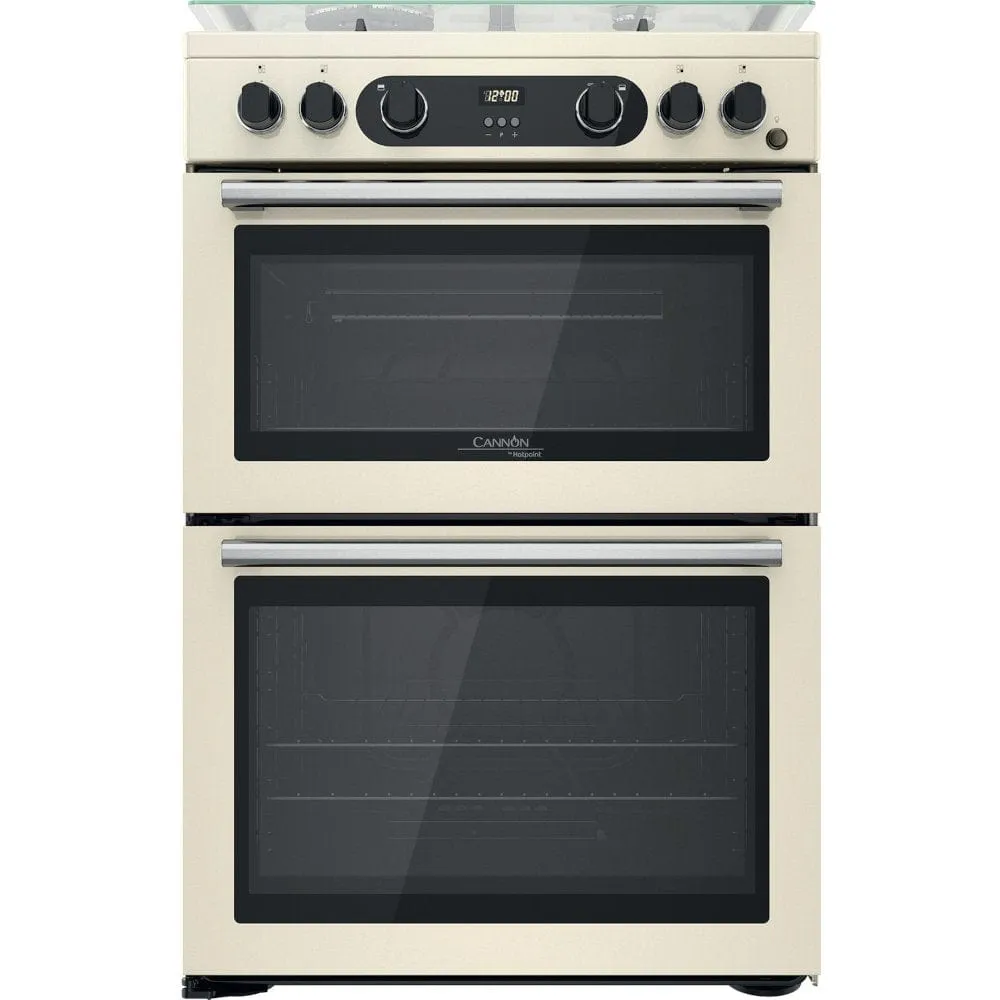 Hotpoint CD67G0C2CJ 60cm Gas Cooker in Cream Twin Cavity Oven Gas Hob Jasmin Cream