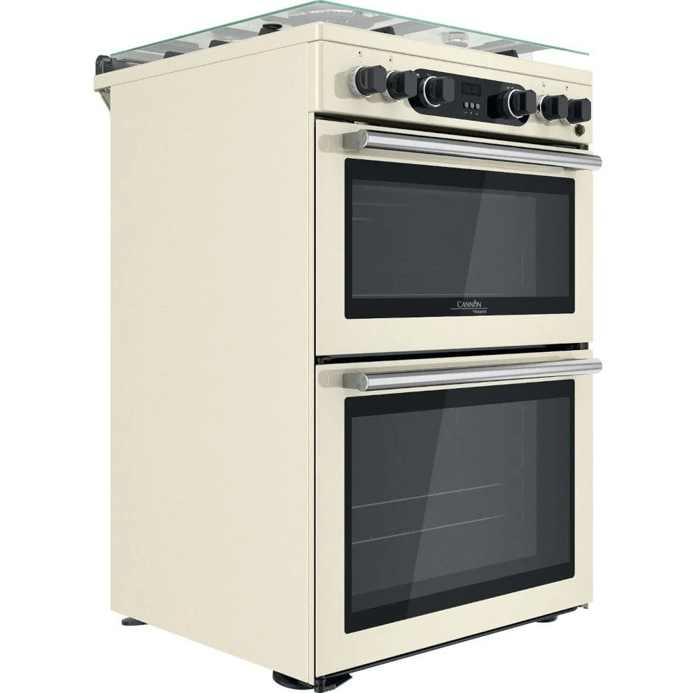 Hotpoint CD67G0C2CJ 60cm Gas Cooker in Cream Twin Cavity Oven Gas Hob Jasmin Cream