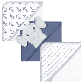 Hudson Baby Cotton Rich Hooded Towels, Sailor Elephant