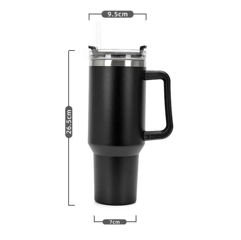 HydraMate 40oz Vacuum Tumbler with Straw - Black