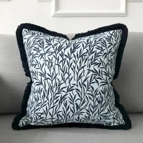 Indigo Coastal Style Botanical Leaves Throw Pillow Cover 18x18