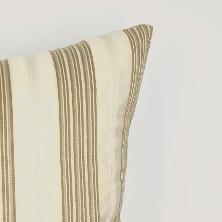 Ivory & Taupe Striped Silk Throw Pillow Cover 18x18