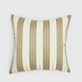 Ivory & Taupe Striped Silk Throw Pillow Cover 18x18