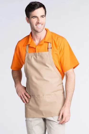 Khaki Bib Adjustable Apron (3 Pockets)