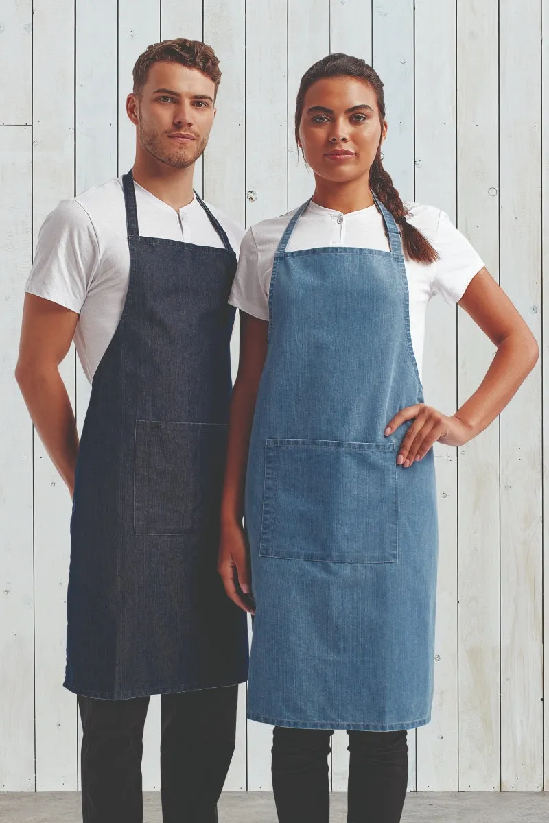 Khaki Sustainable Bib Apron (1 Pocket w/ Pencil Divide)