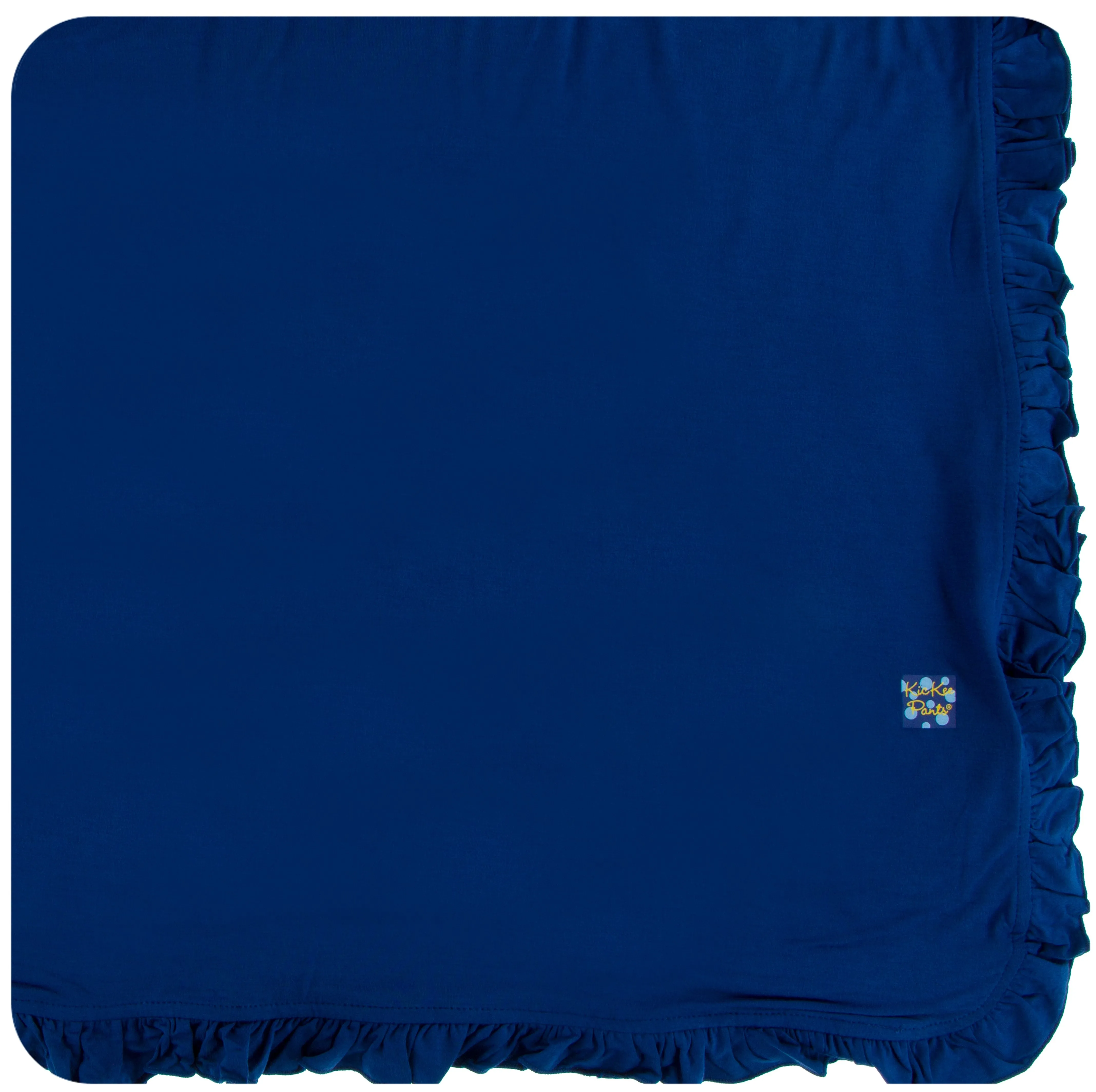 KicKee Pants Solid Flag Blue Ruffle Toddler Blanket