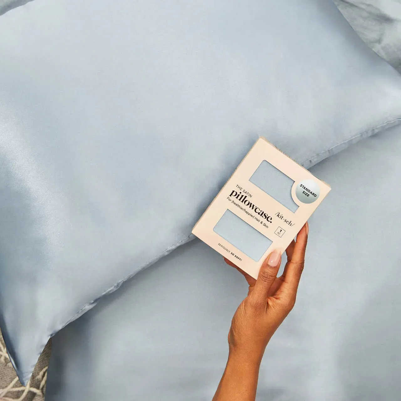 Kitsch: King Satin Pillowcase in Haze Blue