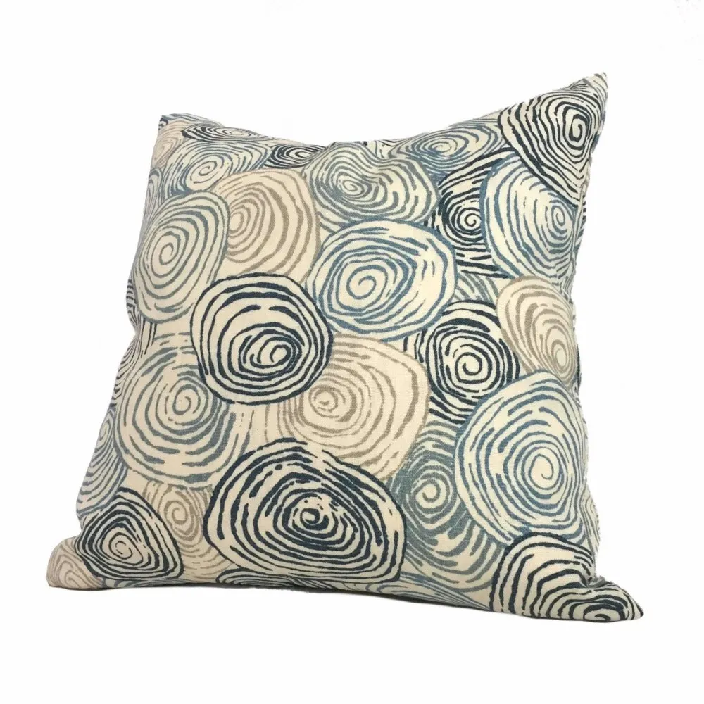 Kravet Jeffrey Alan Marks Spiro River Blue Beige Cream Pillow Cover