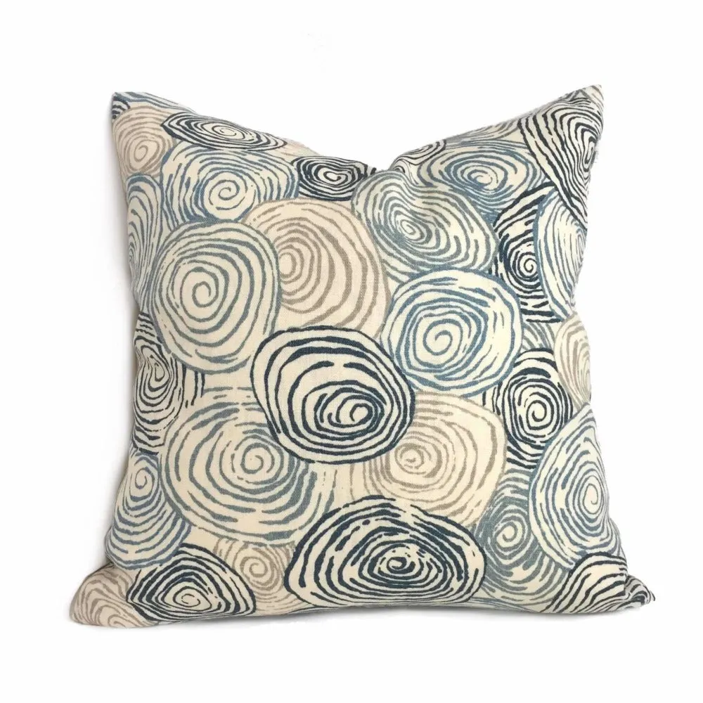 Kravet Jeffrey Alan Marks Spiro River Blue Beige Cream Pillow Cover