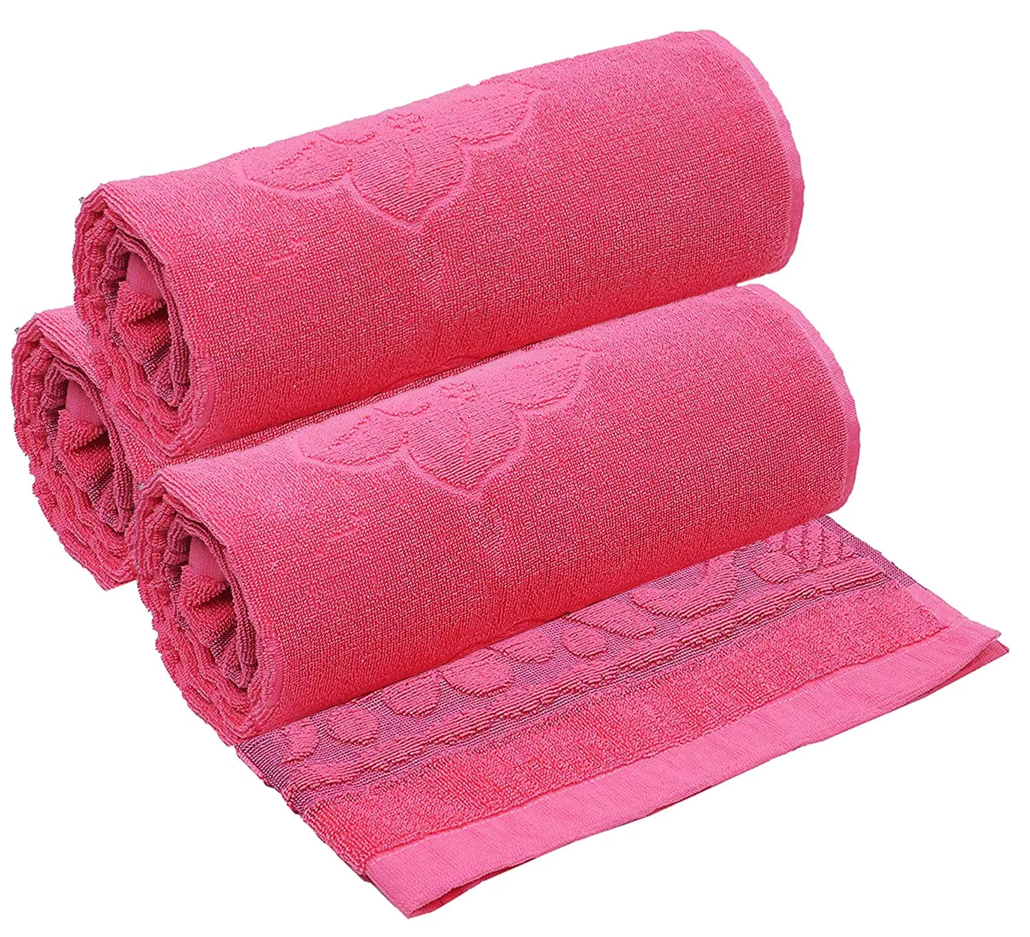 Kuber Industries 100 Percent Cotton 3 Pieces Full Size Bath Towel 30"x60" (Pink), CTKTC13797