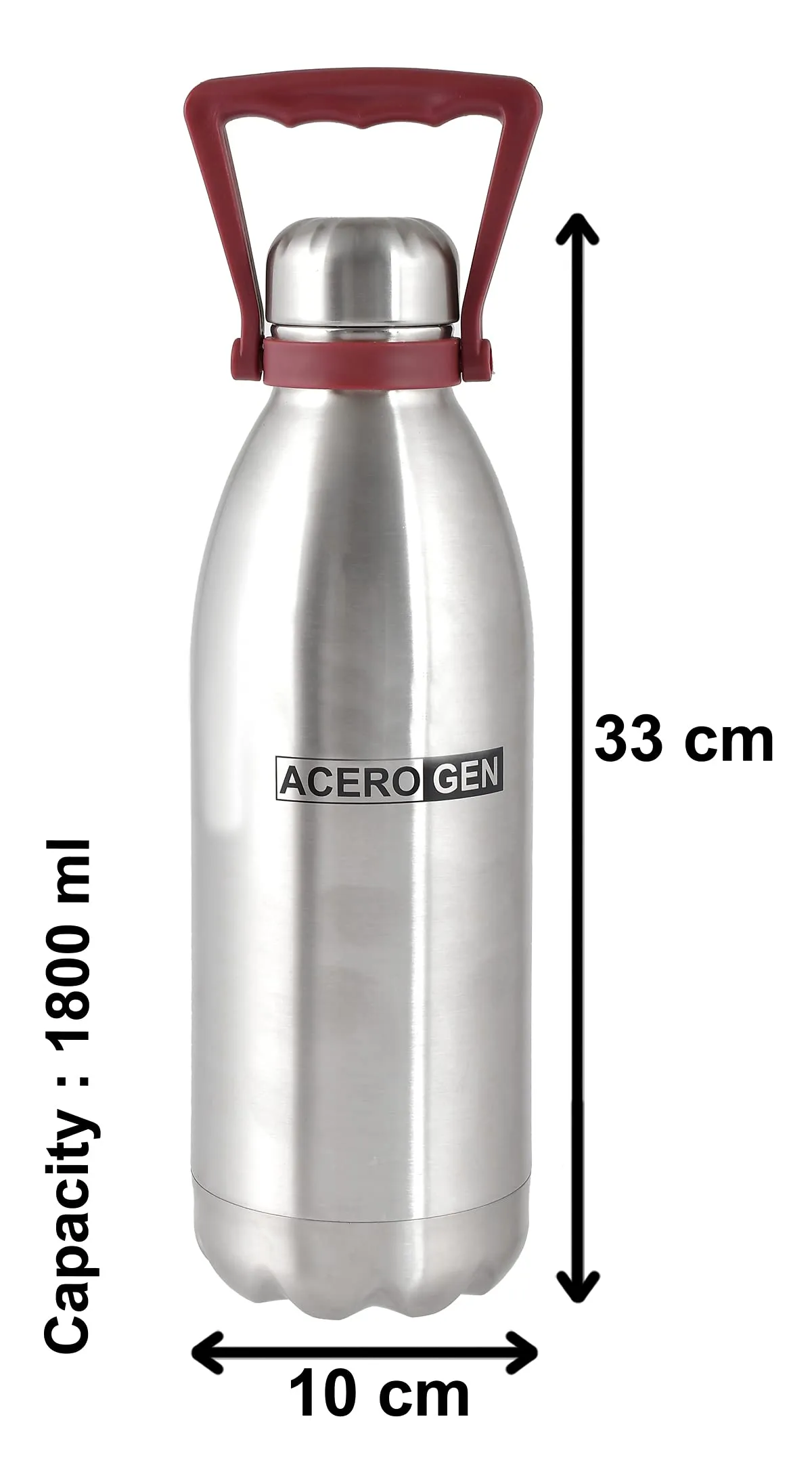 Kuber Industries Stainless Steel Hot and Cold Vacuum Flask with Carrying Handle & Pouch, 1800ml- Pack of 2 (Silver)-HS42KUBMART25155