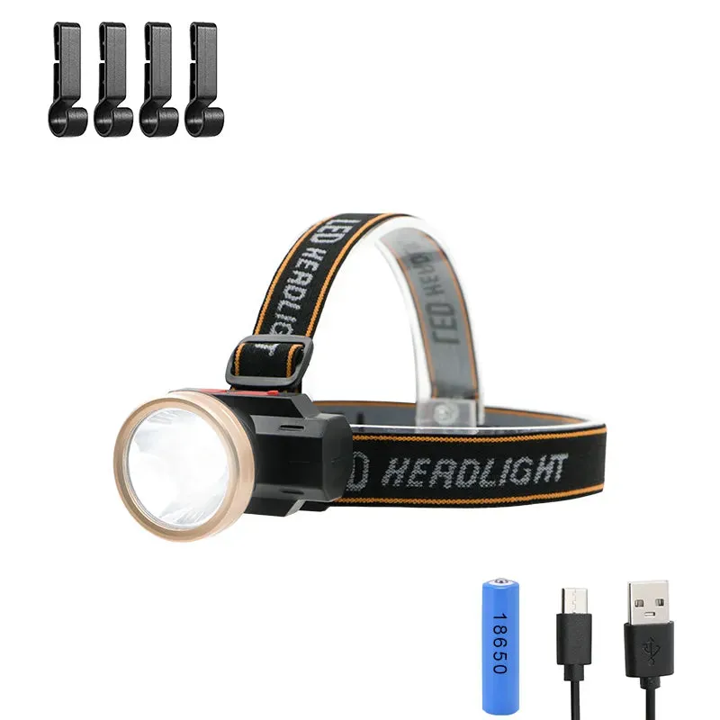 LED Rechargeable Lamp USB Headlamp Waterproof for Home Mountaineering Hiking Running Children's Strong Flashlight with Battery