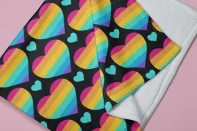 LGBT Pride Love Cute Colorful Hearts Pattern Soft Fluffy Velvet Flannel Fleece Throw Blanket