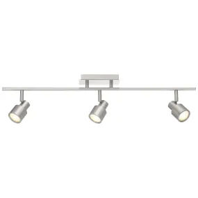 Lincoln 3 Light Adjustable LED Track Light Fixture, Brushed Steel