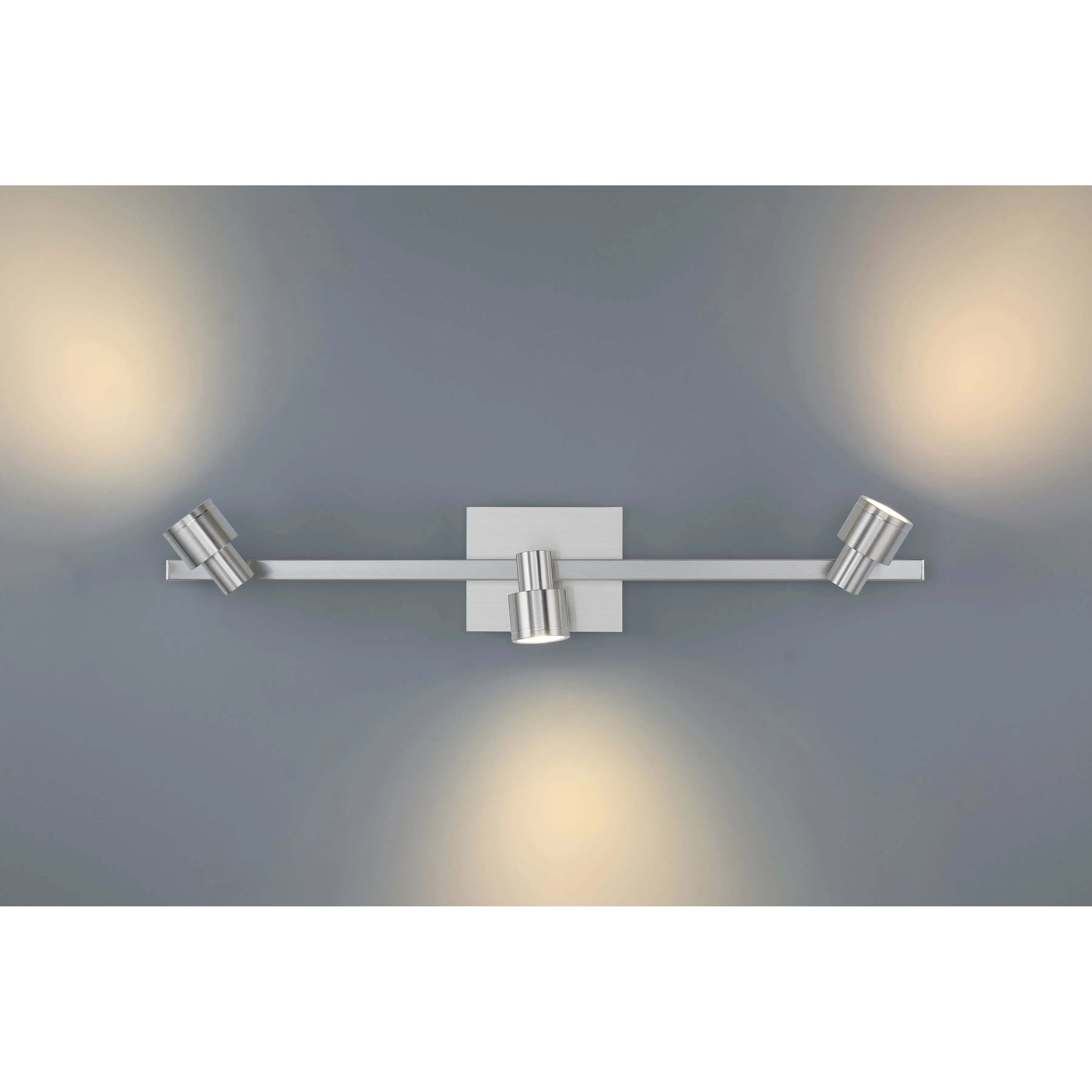 Lincoln 3 Light Adjustable LED Track Light Fixture, Brushed Steel