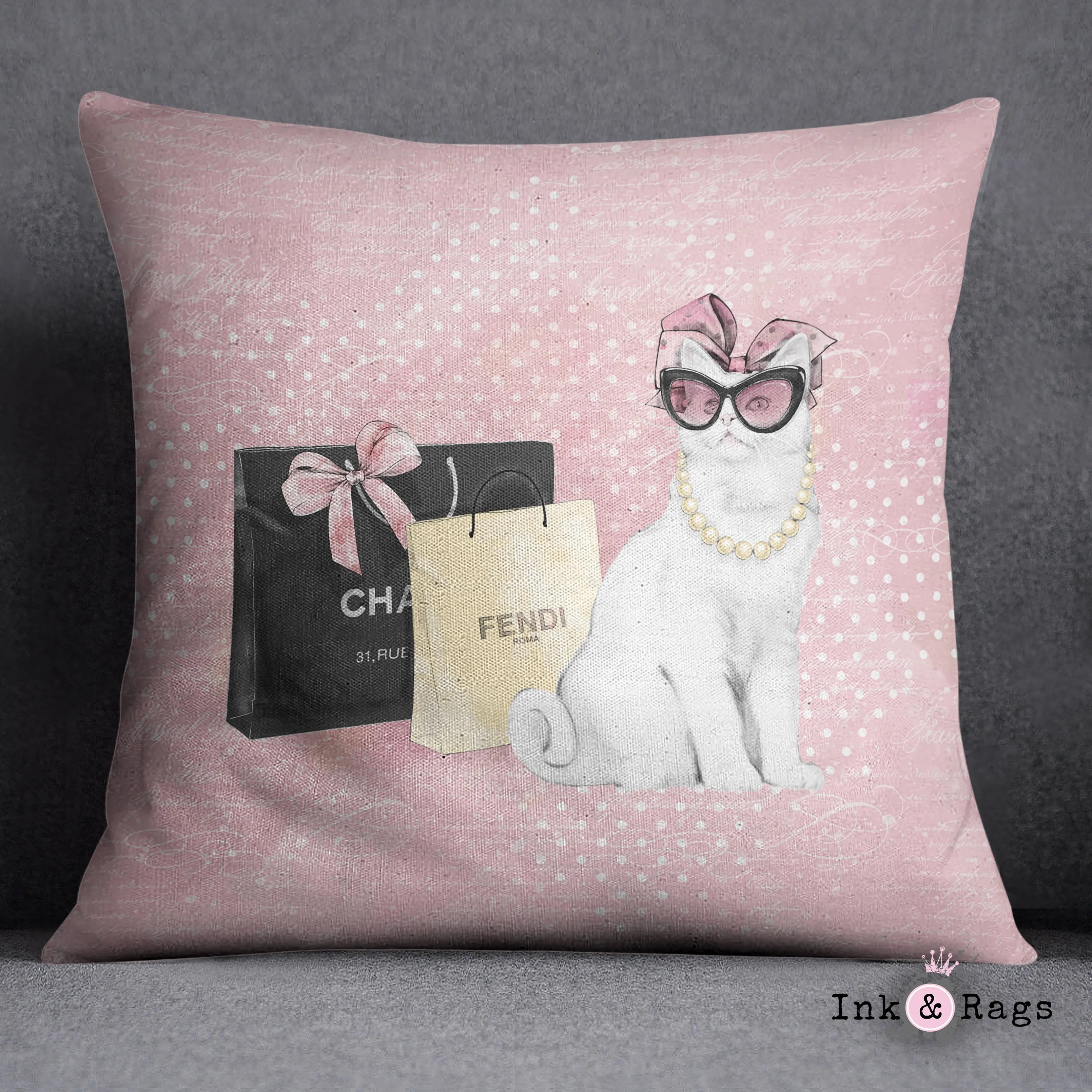 Little Miss Kitty Throw Pillow