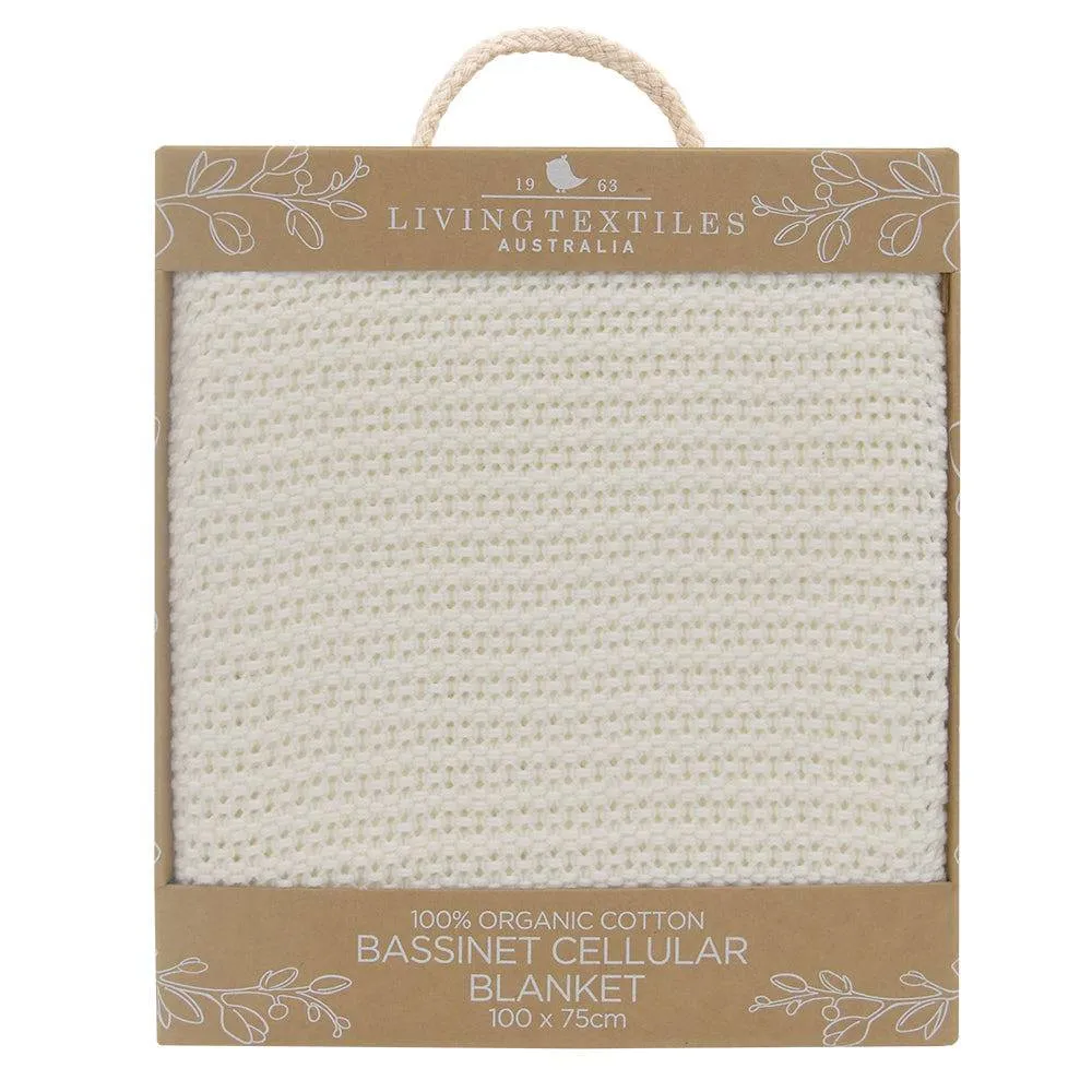 Living Textiles | Organic Bassinet/Cradle Cellular Blanket - Natural White