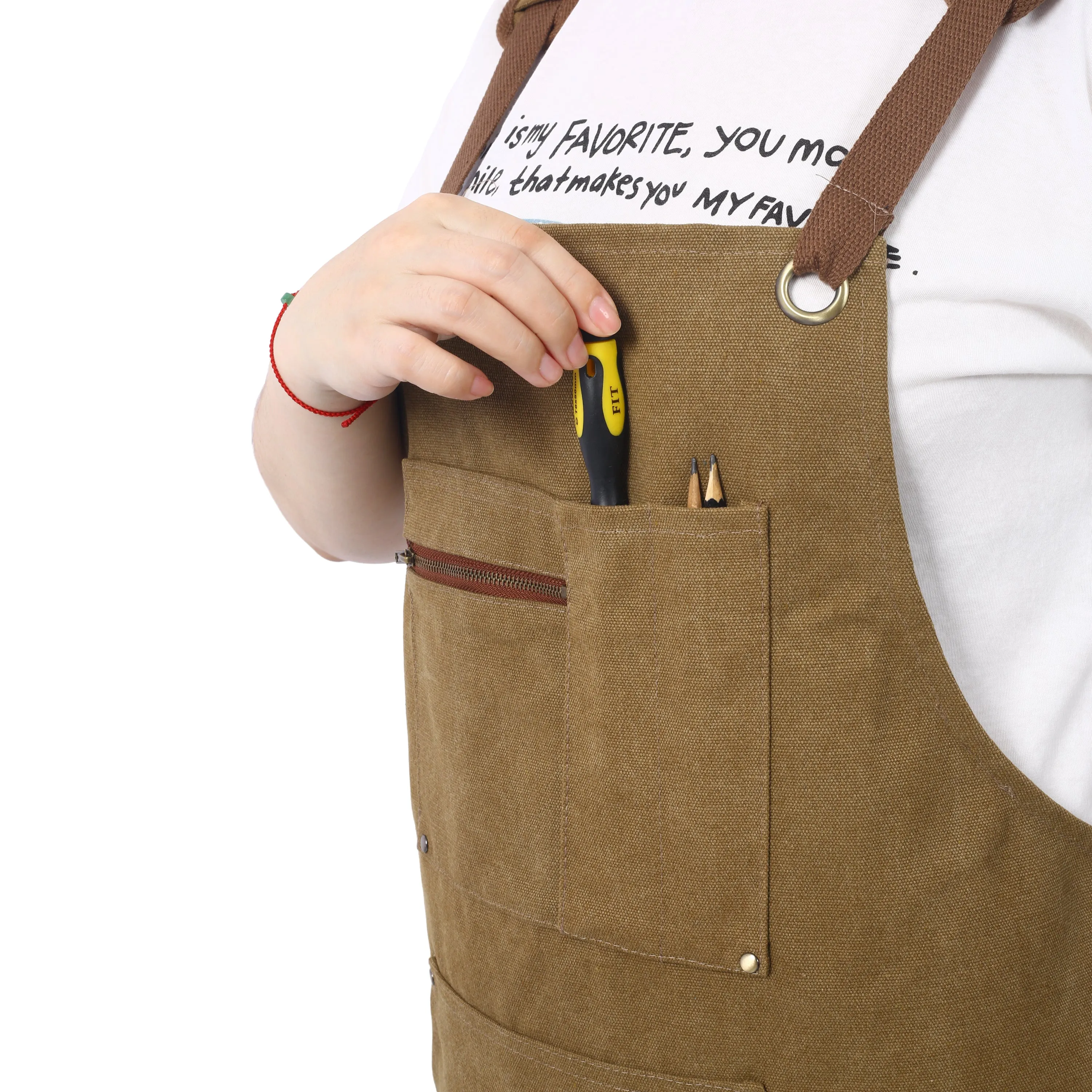 Long heavy-duty canvas tool apron, carpenter apron, carpen''ter 16 ounces, fully adjustable, no need for waxing