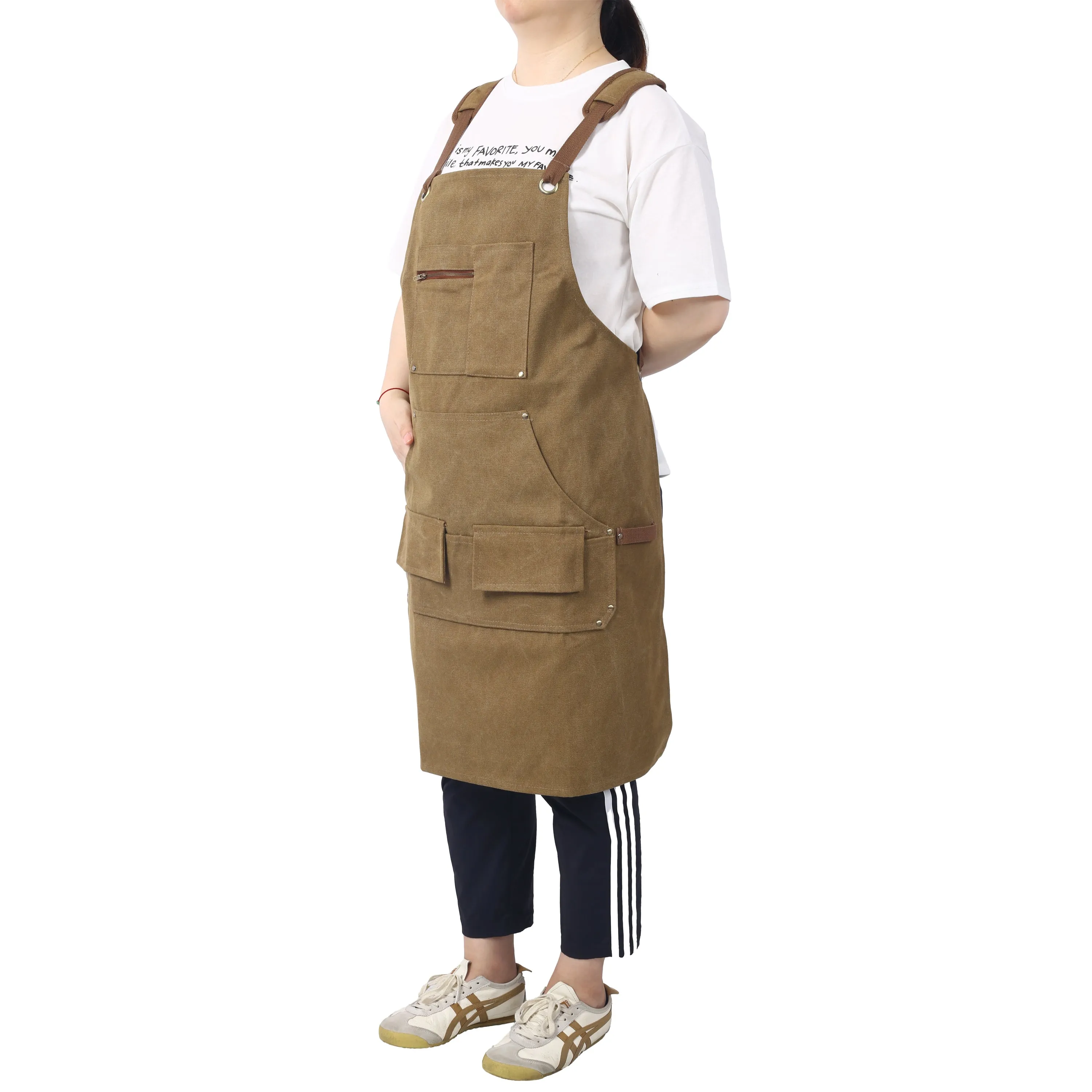 Long heavy-duty canvas tool apron, carpenter apron, carpen''ter 16 ounces, fully adjustable, no need for waxing