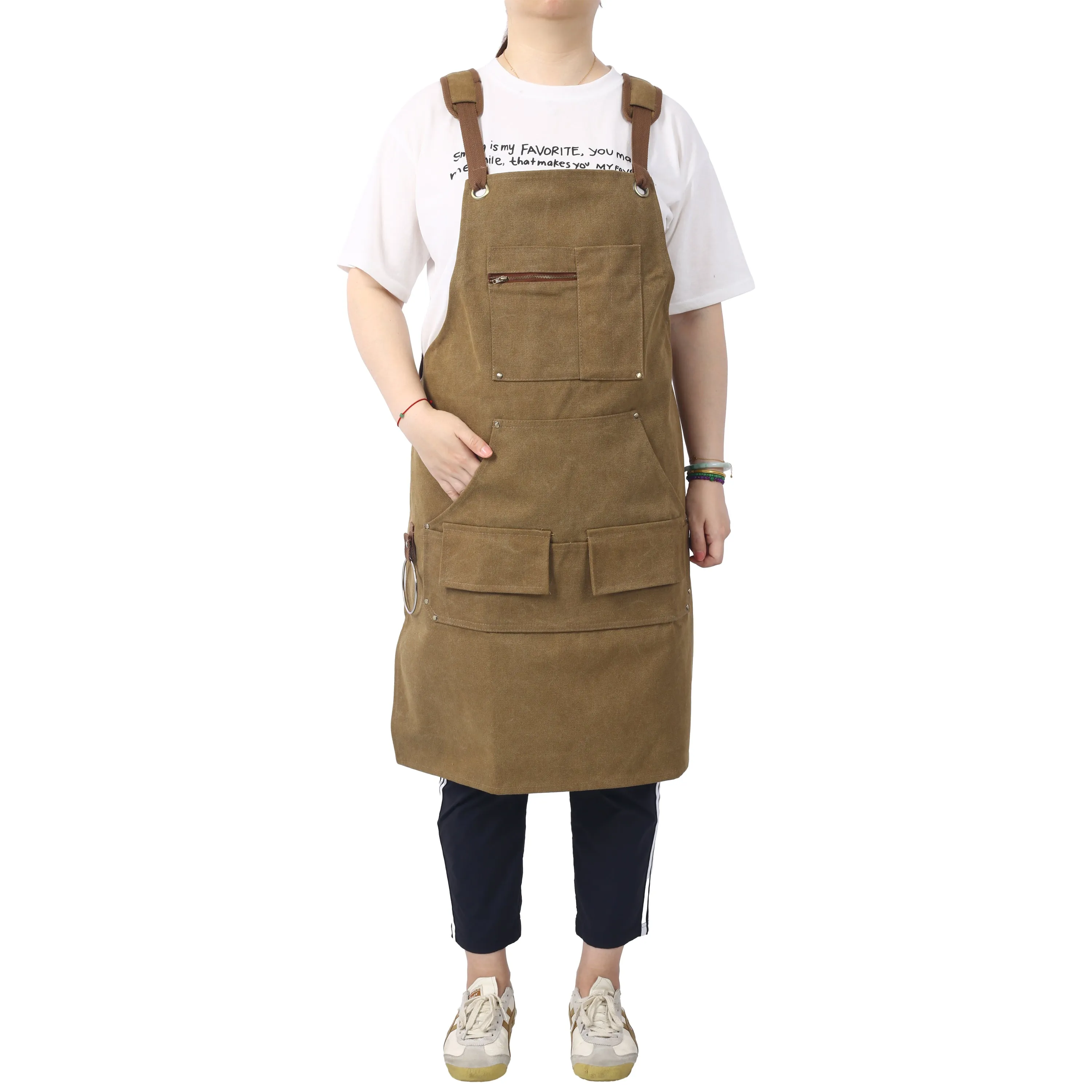 Long heavy-duty canvas tool apron, carpenter apron, carpen''ter 16 ounces, fully adjustable, no need for waxing