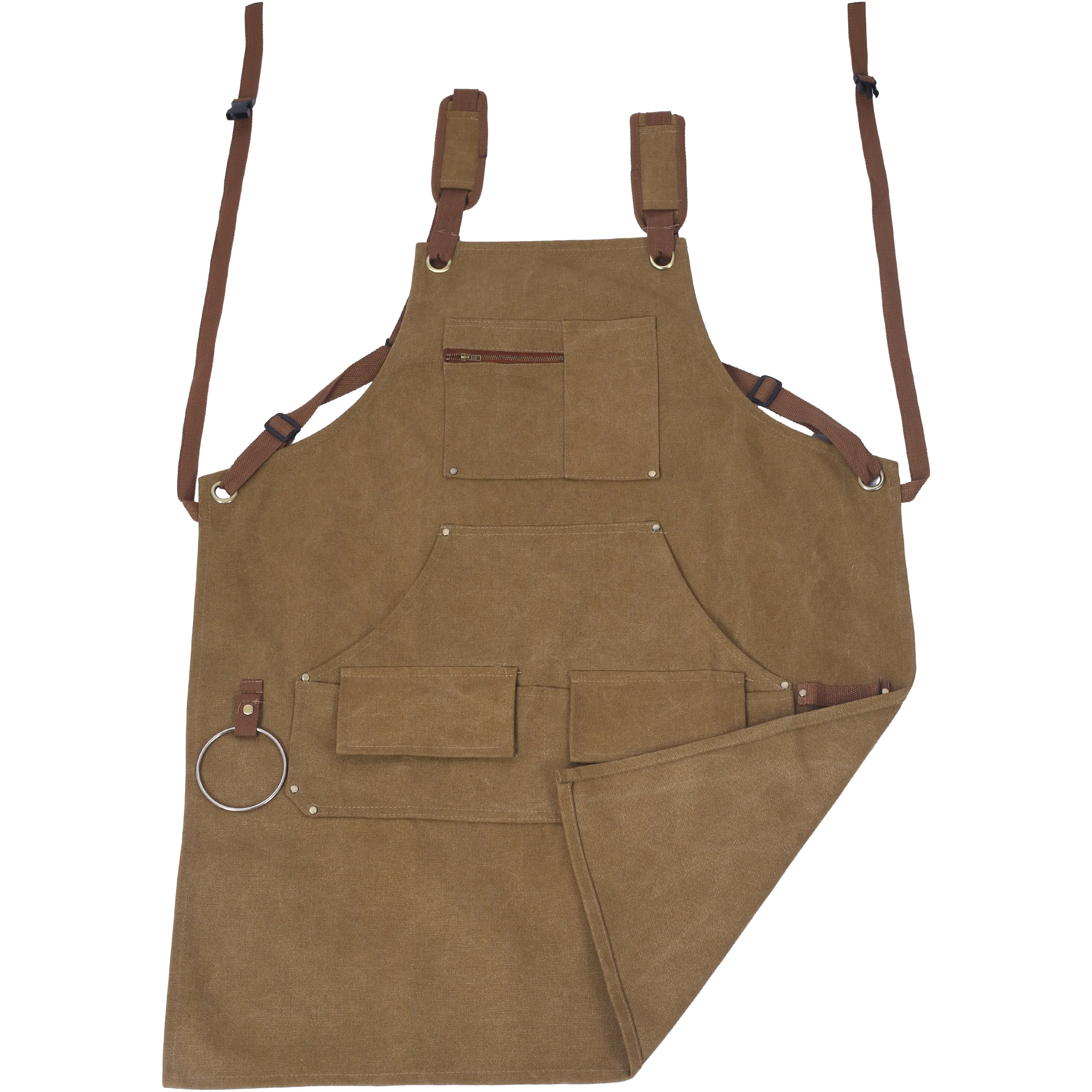 Long heavy-duty canvas tool apron, carpenter apron, carpen''ter 16 ounces, fully adjustable, no need for waxing